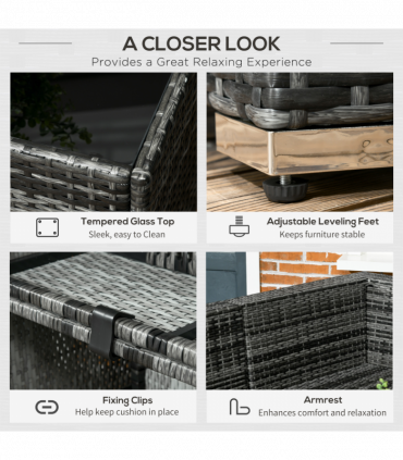 Outsunny 8 Pieces Patio Rattan Sofa Set Garden Furniture Set for Outdoor Grey