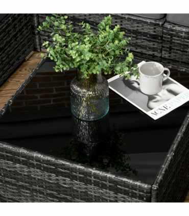 Outsunny 8 Pieces Patio Rattan Sofa Set Garden Furniture Set for Outdoor Grey