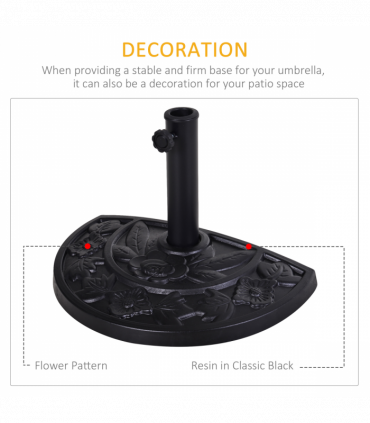 Outsunny 9kg Half Round Parasol Umbrella Base Resin Outdoor Garden Furniture