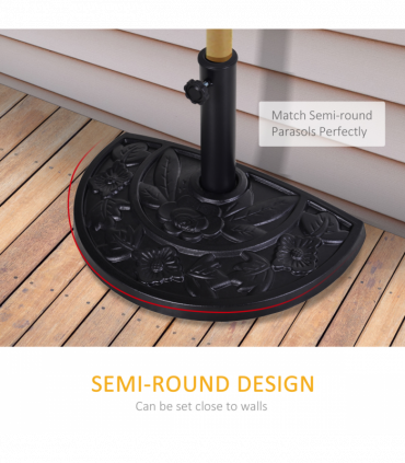 Outsunny 9kg Half Round Parasol Umbrella Base Resin Outdoor Garden Furniture