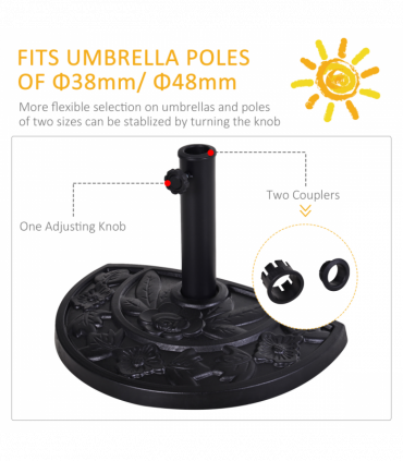 Outsunny 9kg Half Round Parasol Umbrella Base Resin Outdoor Garden Furniture