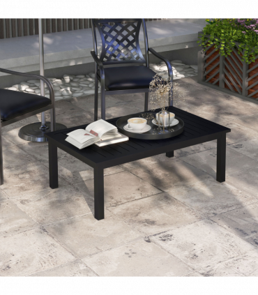 Outsunny Aluminium Outdoor Coffee Table Patio Table, Black