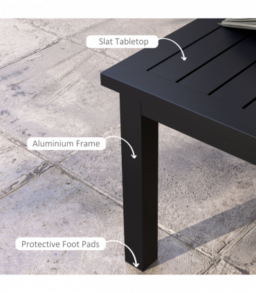 Outsunny Aluminium Outdoor Coffee Table Patio Table, Black