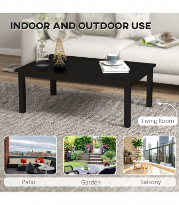 Outsunny Aluminium Outdoor Coffee Table Patio Table, Black