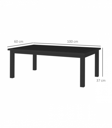 Outsunny Aluminium Outdoor Coffee Table Patio Table, Black