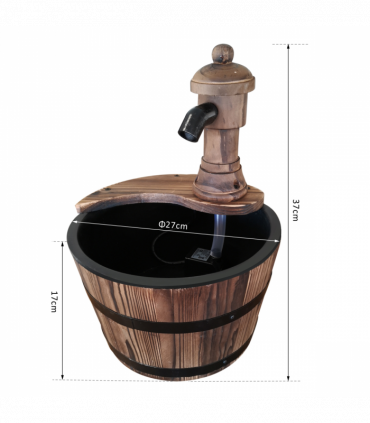 Outsunny Barrel Water Pump Fountain Rustic Wood Electric Water Feature Garden