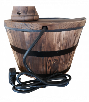 Outsunny Barrel Water Pump Fountain Rustic Wood Electric Water Feature Garden