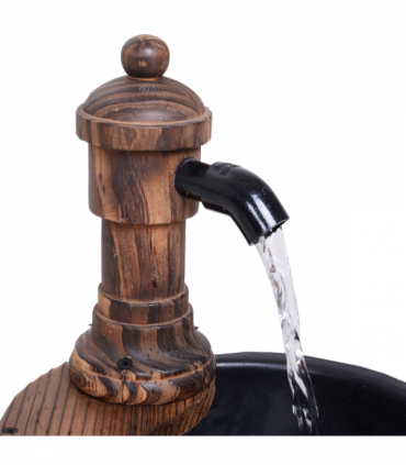 Outsunny Barrel Water Pump Fountain Rustic Wood Electric Water Feature Garden