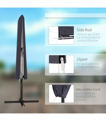 Outsunny Cantilever Umbrella Cover Outdoor Parasol UV Protector w/ Rod, Zipper