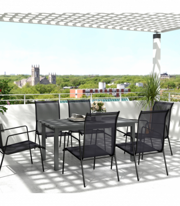 Outsunny Extending Garden Table with Slatted Top, 160/220 x 90 x 73 cm, Grey