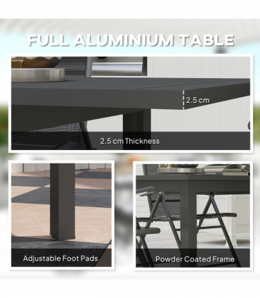 Outsunny Extending Garden Table with Slatted Top, 160/220 x 90 x 73 cm, Grey