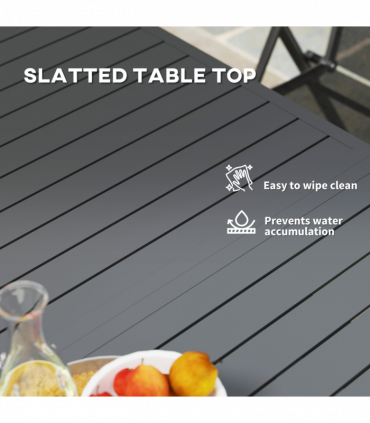 Outsunny Extending Garden Table with Slatted Top, 160/220 x 90 x 73 cm, Grey