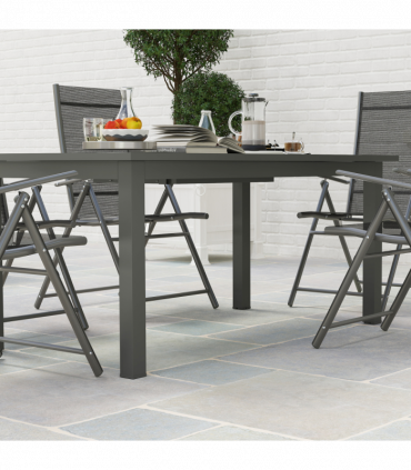 Outsunny Extending Garden Table with Slatted Top, 160/220 x 90 x 73 cm, Grey