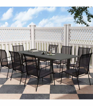 Outsunny Extending Garden Table with Slatted Top, 160/220 x 90 x 73 cm, Grey