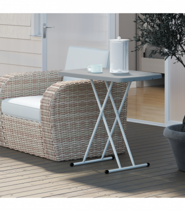 Outsunny Folding Coffee Table, Height Adjustable Bistro Table, Charcoal Grey