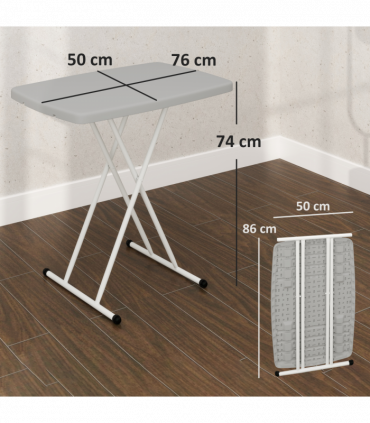 Outsunny Folding Coffee Table, Height Adjustable Bistro Table, Charcoal Grey