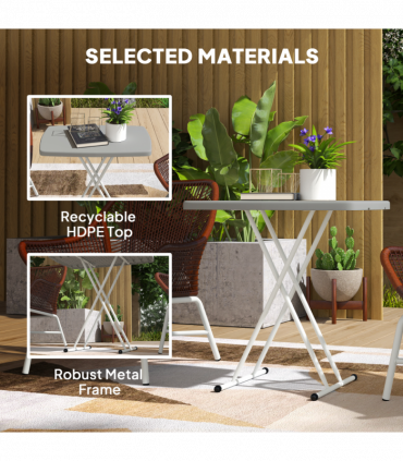 Outsunny Folding Coffee Table, Height Adjustable Bistro Table, Charcoal Grey