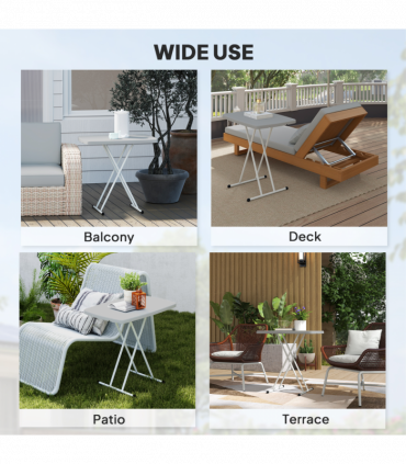 Outsunny Folding Coffee Table, Height Adjustable Bistro Table, Charcoal Grey