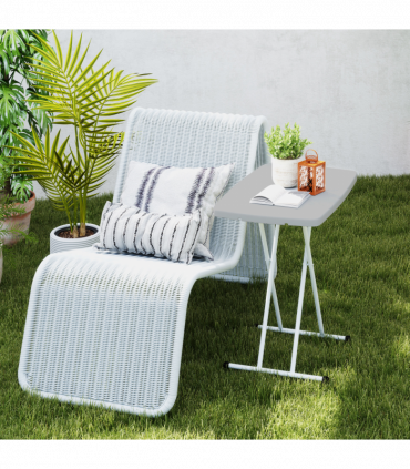 Outsunny Folding Coffee Table, Height Adjustable Bistro Table, Charcoal Grey