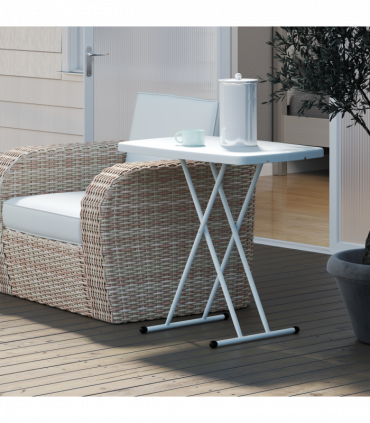 Outsunny Folding Coffee Table, Height Adjustable Bistro Table, White