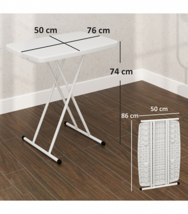 Outsunny Folding Coffee Table, Height Adjustable Bistro Table, White