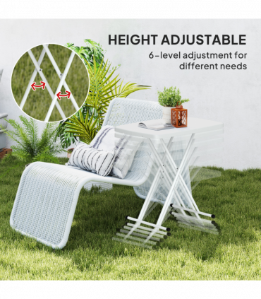 Outsunny Folding Coffee Table, Height Adjustable Bistro Table, White