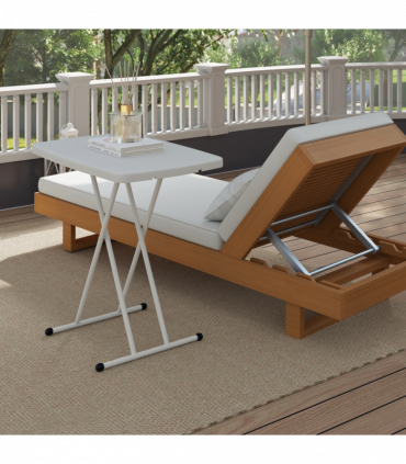 Outsunny Folding Coffee Table, Height Adjustable Bistro Table, White