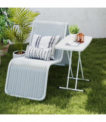 Outsunny Folding Coffee Table, Height Adjustable Bistro Table, White