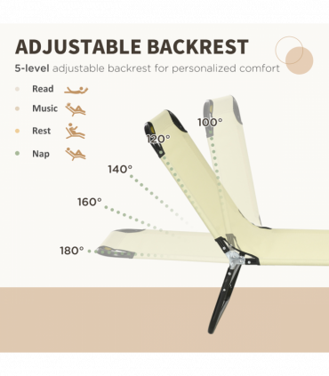 Outsunny Folding Sun Loungers Set of 2 with Adjustable Backrest, Beige