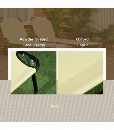 Outsunny Folding Sun Loungers Set of 2 with Adjustable Backrest, Beige