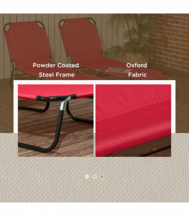 Outsunny Folding Sun Loungers Set of 2 with Adjustable Backrest, Wine Red