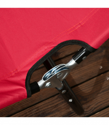 Outsunny Folding Sun Loungers Set of 2 with Adjustable Backrest, Wine Red