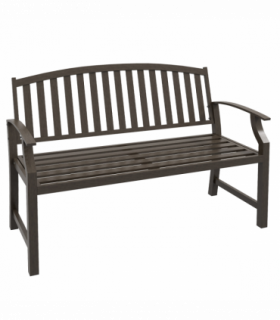 Outsunny Garden Bench with Slatted Seat and Backrest, Curved Armrest, Brown