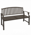 Outsunny Garden Bench with Slatted Seat and Backrest, Curved Armrest, Brown