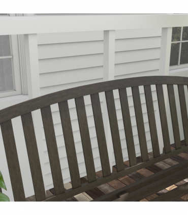 Outsunny Garden Bench with Slatted Seat and Backrest, Curved Armrest, Brown