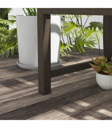 Outsunny Garden Bench with Slatted Seat and Backrest, Curved Armrest, Brown