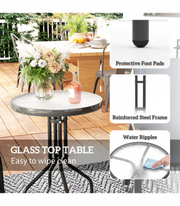 Outsunny Garden Bistro Set, Small Garden Set w/ Stackable Chairs, Dark Grey