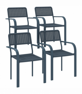 Outsunny Garden Chairs Set of 4, Stackable & Rattan Effect, Dark Grey