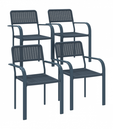 Outsunny Garden Chairs Set of 4, Stackable & Rattan Effect, Dark Grey