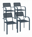 Outsunny Garden Chairs Set of 4, Stackable & Rattan Effect, Dark Grey