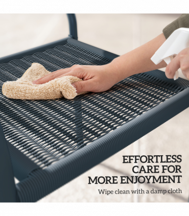 Outsunny Garden Chairs Set of 4, Stackable & Rattan Effect, Dark Grey