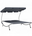 Outsunny Garden Double Hammock Sun Lounger Day Bed Canopy w/ 2 Pillows