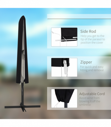 Outsunny Garden Parasol Cover for 2-4m Outdoor Umbrella Protector w/ Rod, Zipper