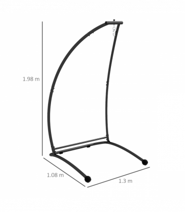 Outsunny Hammock Chair Stand with Metal Frame C Shape Hammock Stand Only, Black