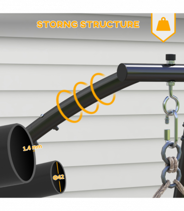 Outsunny Hammock Chair Stand with Metal Frame C Shape Hammock Stand Only, Black