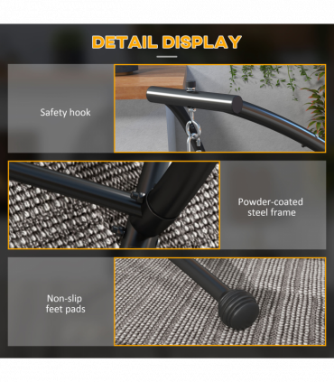 Outsunny Hammock Chair Stand with Metal Frame C Shape Hammock Stand Only, Black