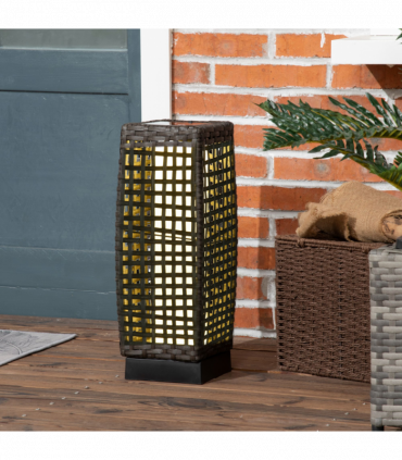 Outsunny Outdoor Rattan Solar Lantern wtih Auto On/Off Solar Powered LED Lights