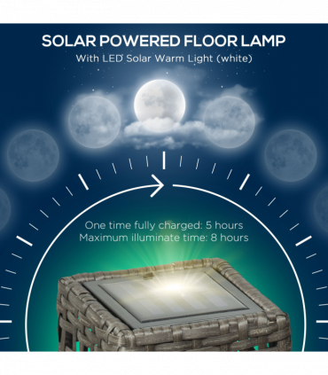 Outsunny Outdoor Rattan Solar Lantern wtih Auto On/Off Solar Powered LED Lights