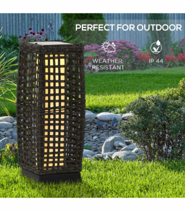 Outsunny Outdoor Rattan Solar Lantern wtih Auto On/Off Solar Powered LED Lights