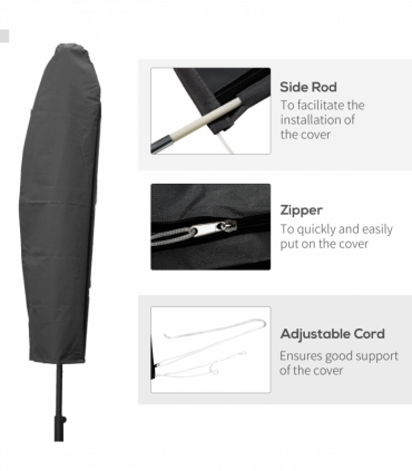 Outsunny Parasol Cover, Patio Cantilever Cover, Banana Umbrella Protector Grey